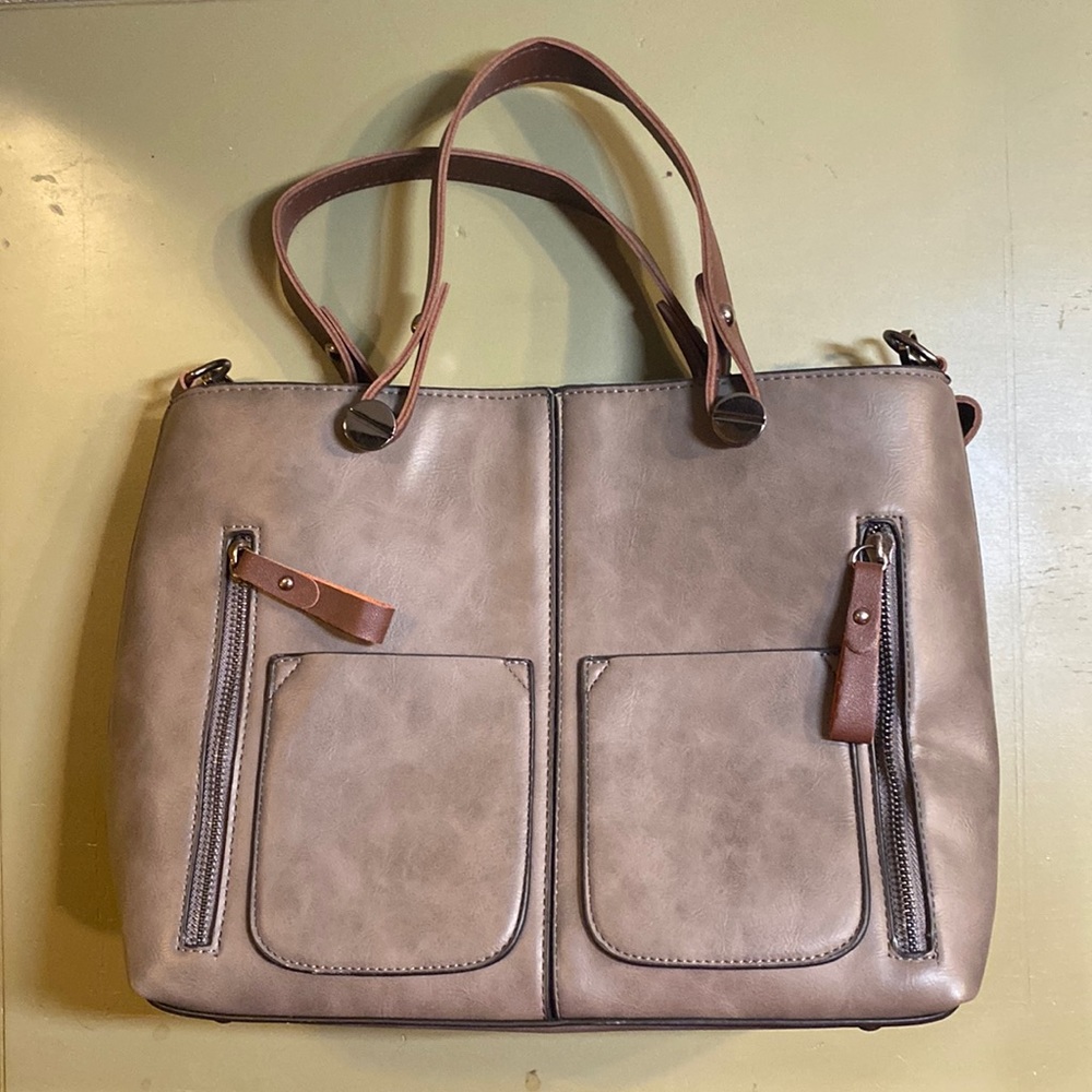 Gray & brown purse